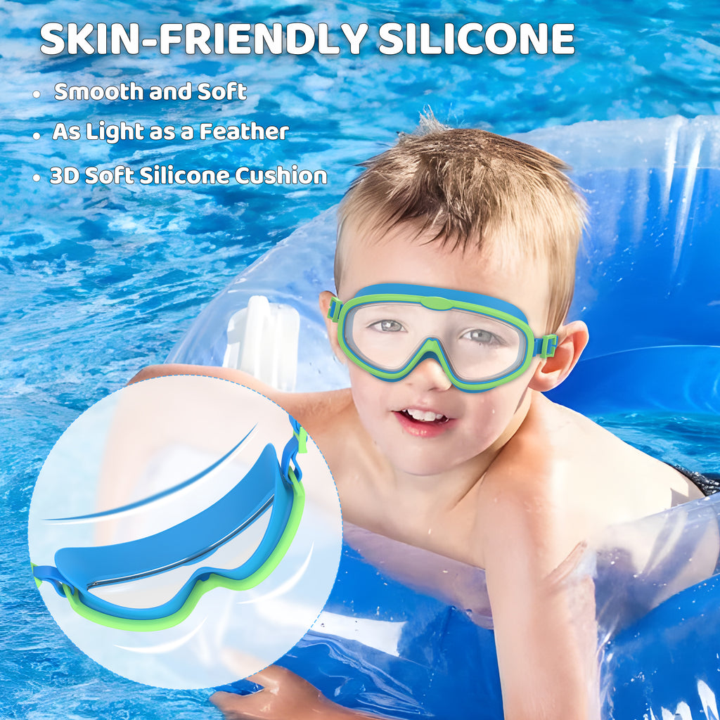 Ambienden 2Pcs Set Swimming Goggles Kids 3-14 Years Anti-Fog