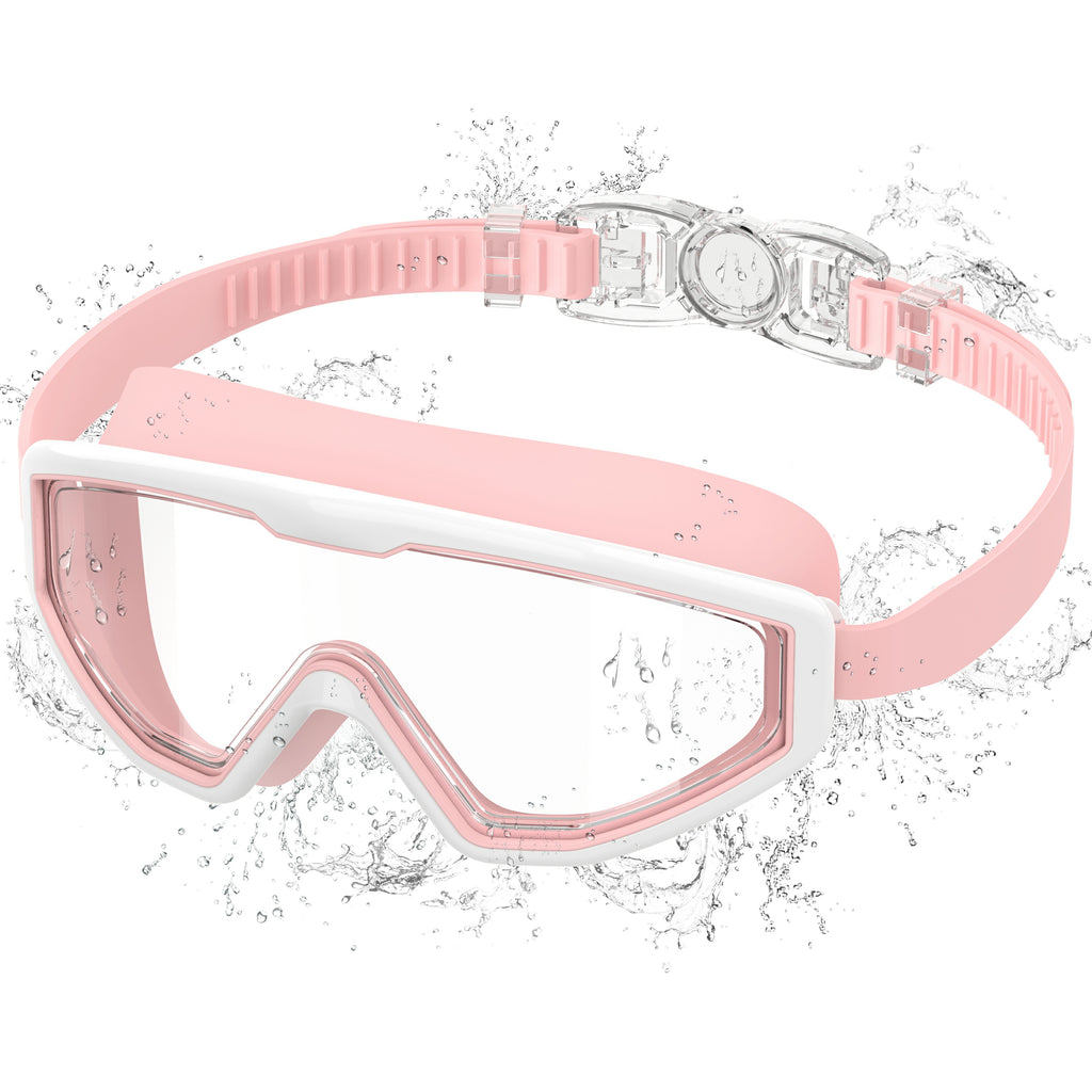 Ambienden Children's Diving Goggles, Anti-Fog UV Protection, Wide Angle Vision, 1-Click Adjustment, Silicone Seal, Unisex Swimming Goggles Children 3-12 Years