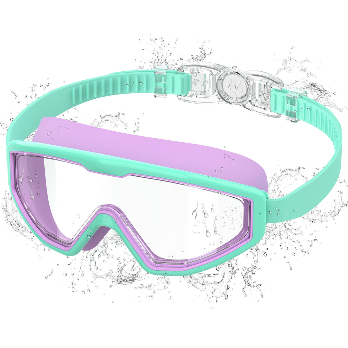 Ambienden Children's Diving Goggles, Anti-Fog UV Protection, Wide Angle Vision, 1-Click Adjustment, Silicone Seal, Unisex Swimming Goggles Children 3-12 Years
