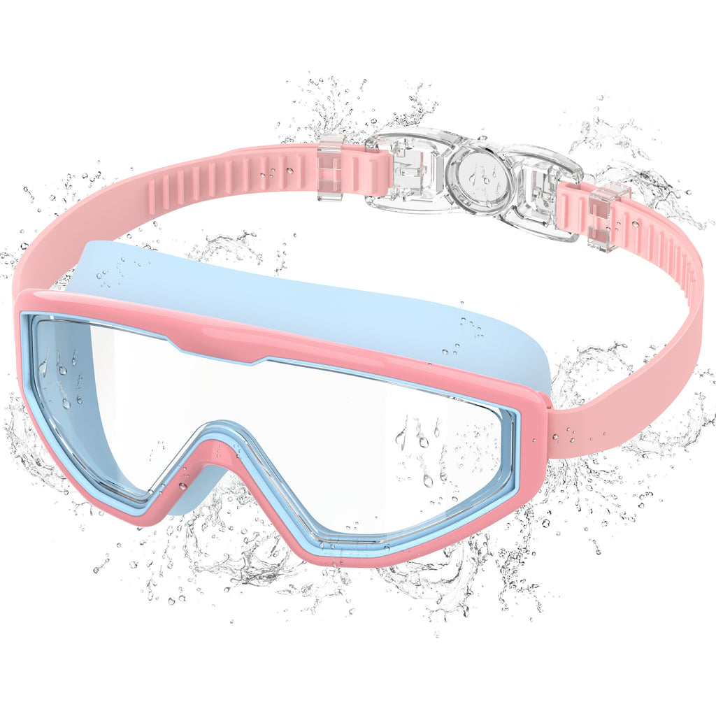 Ambienden Children's Diving Goggles, Anti-Fog UV Protection, Wide Angle Vision, 1-Click Adjustment, Silicone Seal, Unisex Swimming Goggles Children 3-12 Years