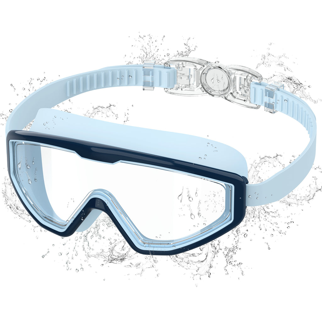 Ambienden Children's Diving Goggles, Anti-Fog UV Protection, Wide Angle Vision, 1-Click Adjustment, Silicone Seal, Unisex Swimming Goggles Children 3-12 Years