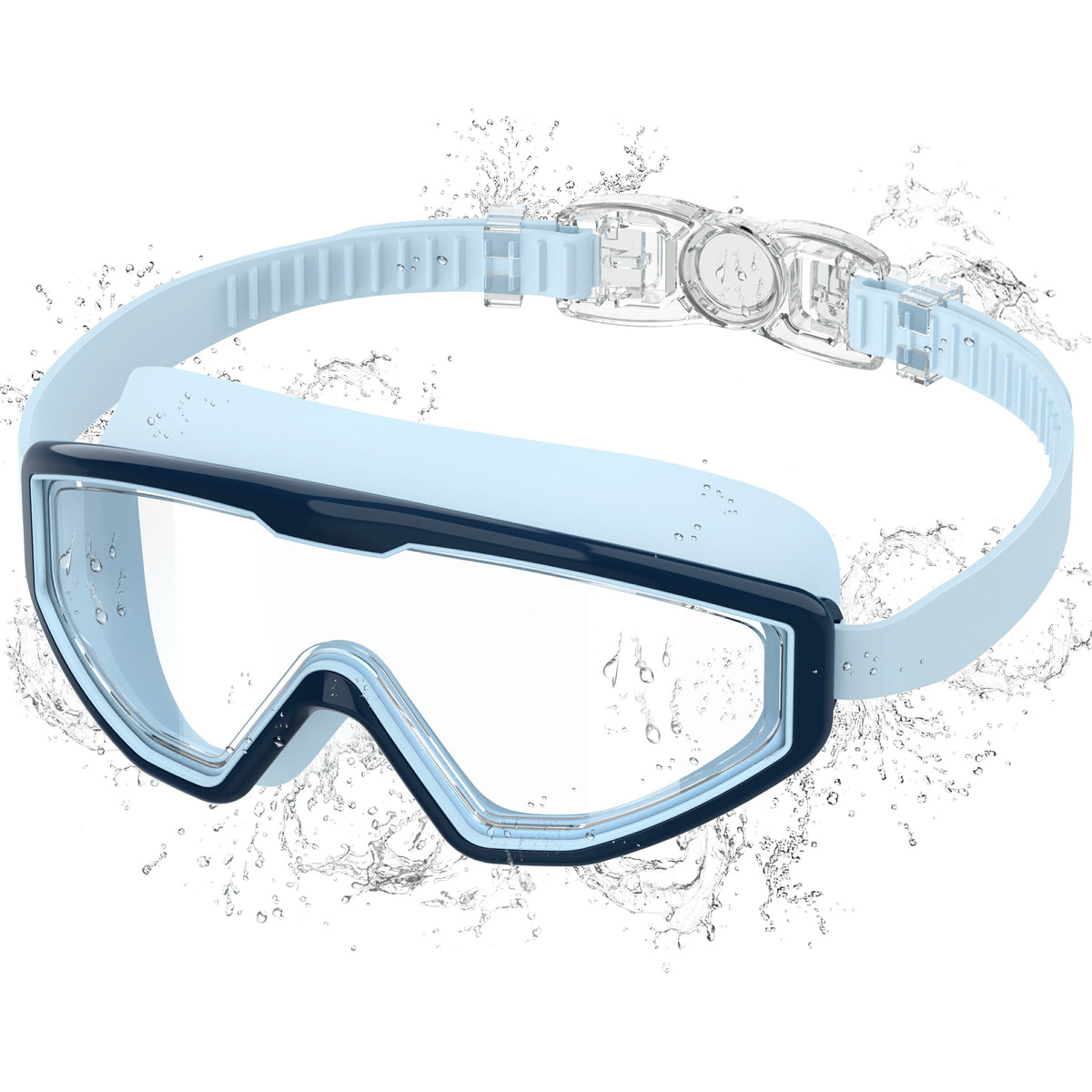 Ambienden Children's Diving Goggles, Anti-Fog UV Protection, Wide Angle Vision, 1-Click Adjustment, Silicone Seal, Unisex Swimming Goggles Children 3-12 Years