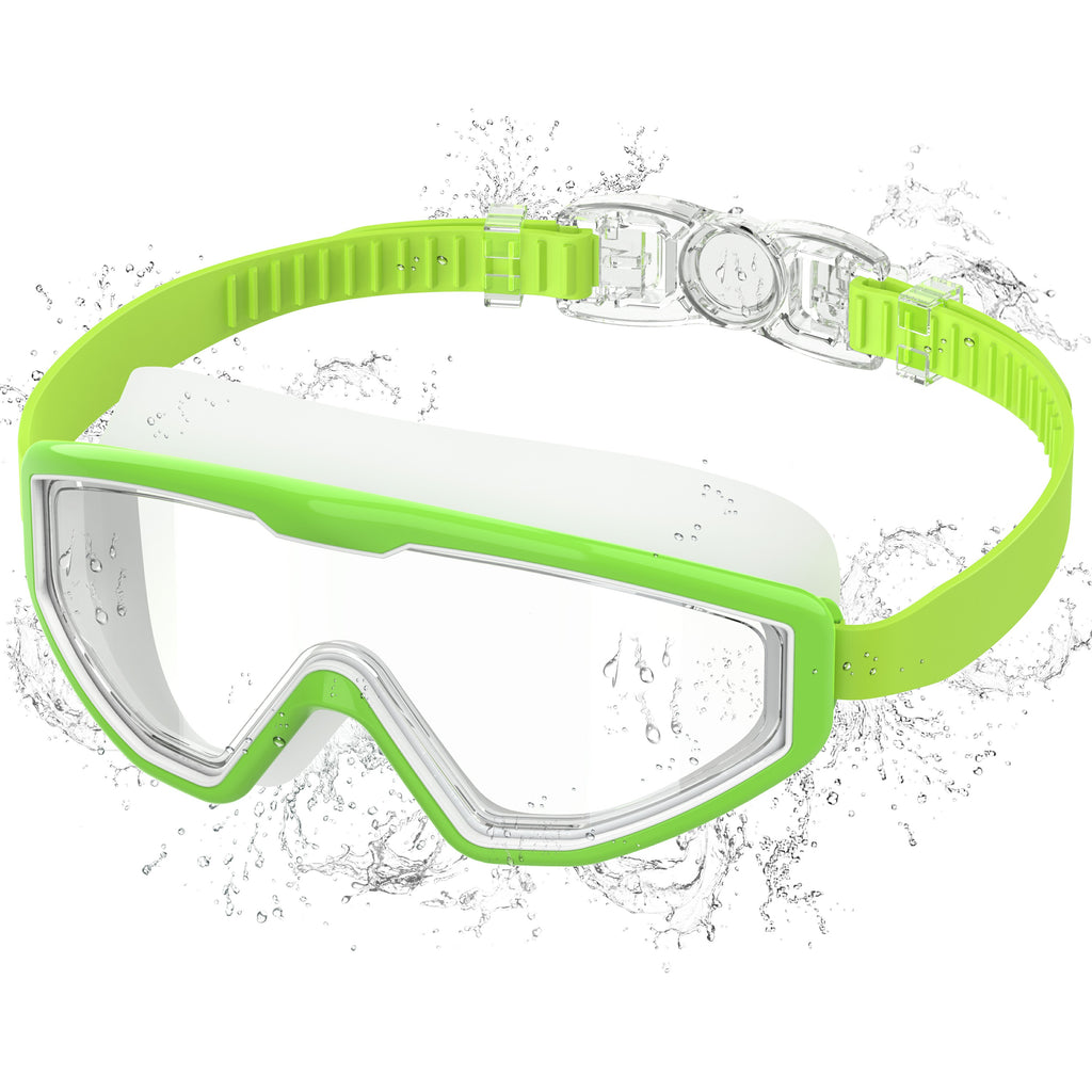 Ambienden Children's Diving Goggles, Anti-Fog UV Protection, Wide Angle Vision, 1-Click Adjustment, Silicone Seal, Unisex Swimming Goggles Children 3-12 Years