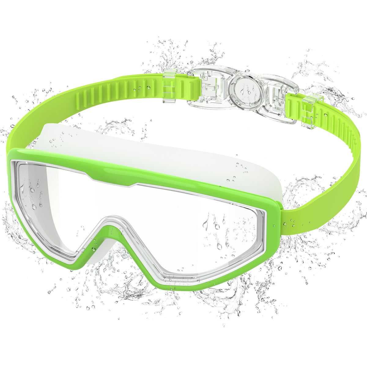 Ambienden Children's Diving Goggles, Anti-Fog UV Protection, Wide Angle Vision, 1-Click Adjustment, Silicone Seal, Unisex Swimming Goggles Children 3-12 Years