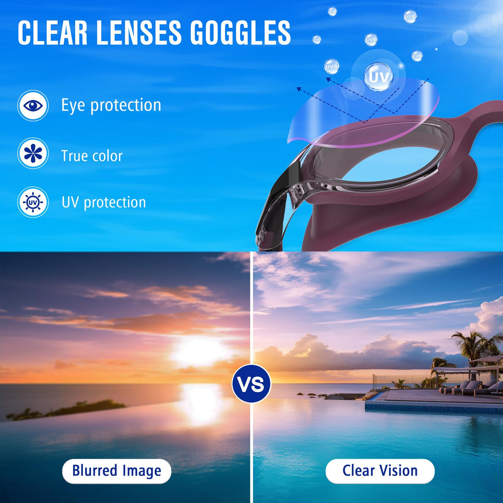 Ambienden Swimming Goggles Women/Men Anti-Fog Comfort Fit Waterproof