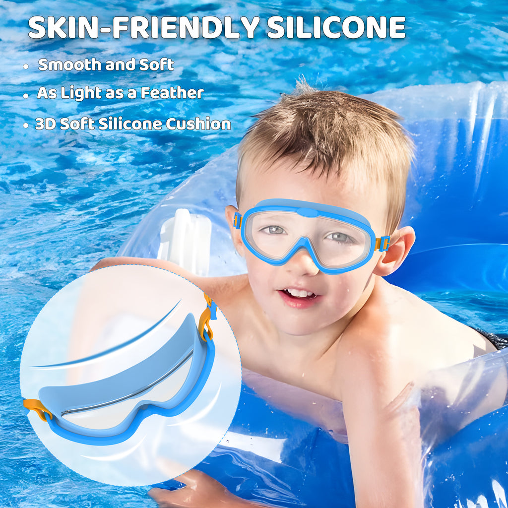 Ambienden 2Pcs Set Swimming Goggles Kids 3-14 Years Anti-Fog