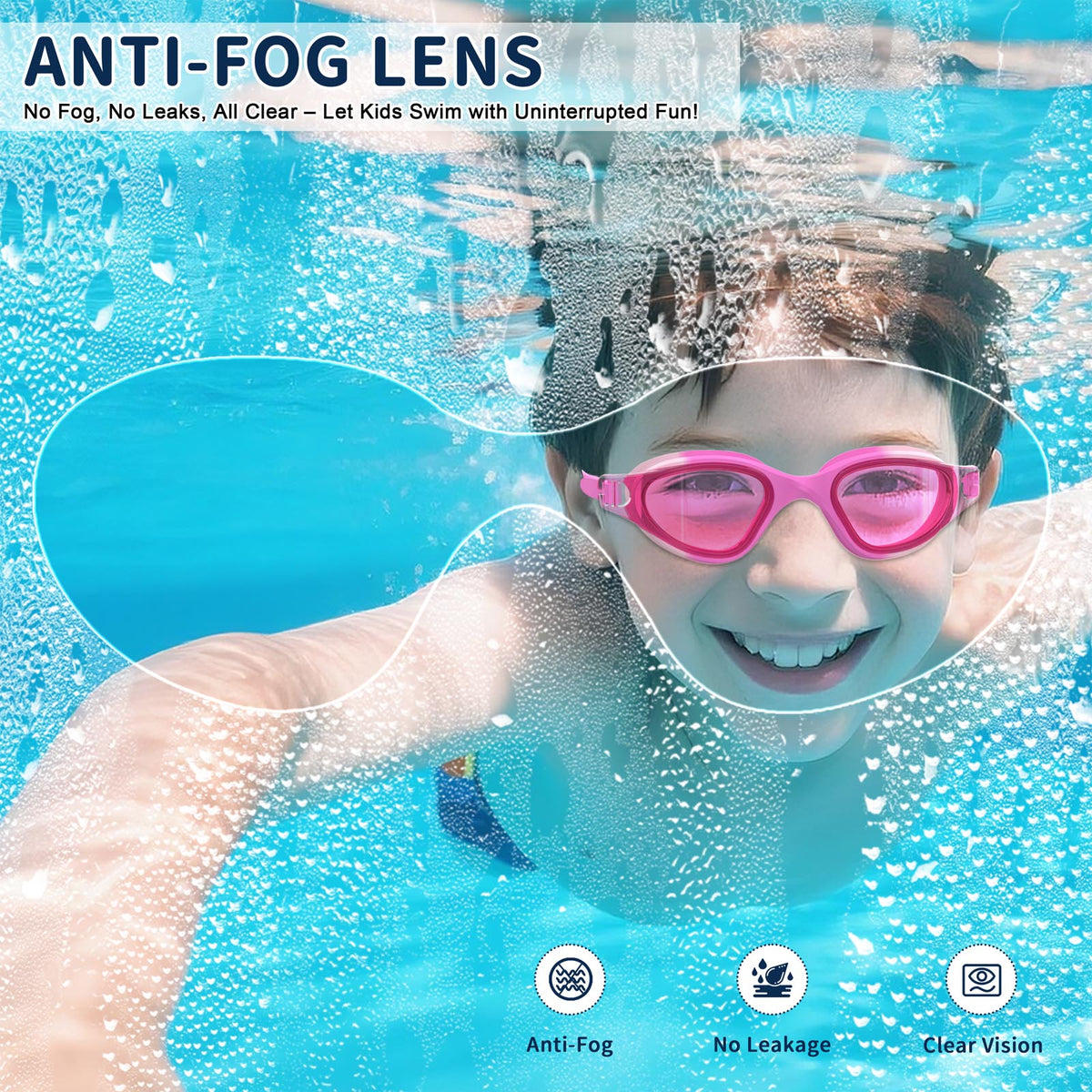 Ambienden Swimming Goggles Children 3-14 Years Anti-Fog 180° HD