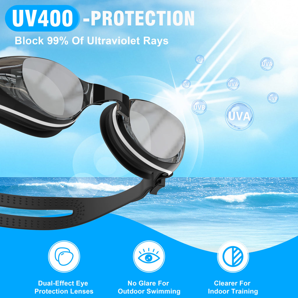 Ambienden Swimming Goggles Women/Men Anti-Fog Self-Adjustment Silicone