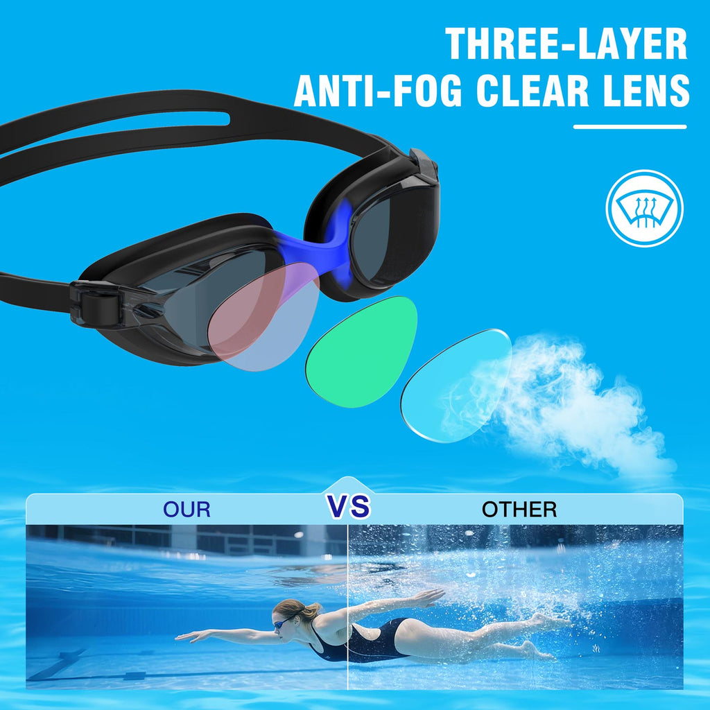 Ambienden Swimming Goggles Women/Men Anti-Fog Adjustable Wide-Angle
