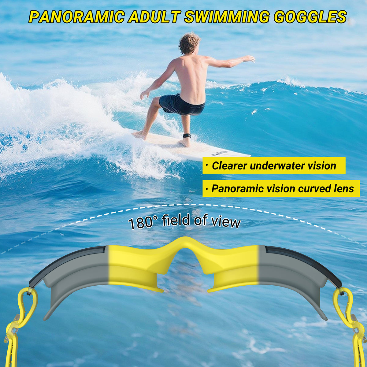Ambienden Adult Swimming Pool Goggles, Anti-Fog Waterproof HD UV Protection Lenses