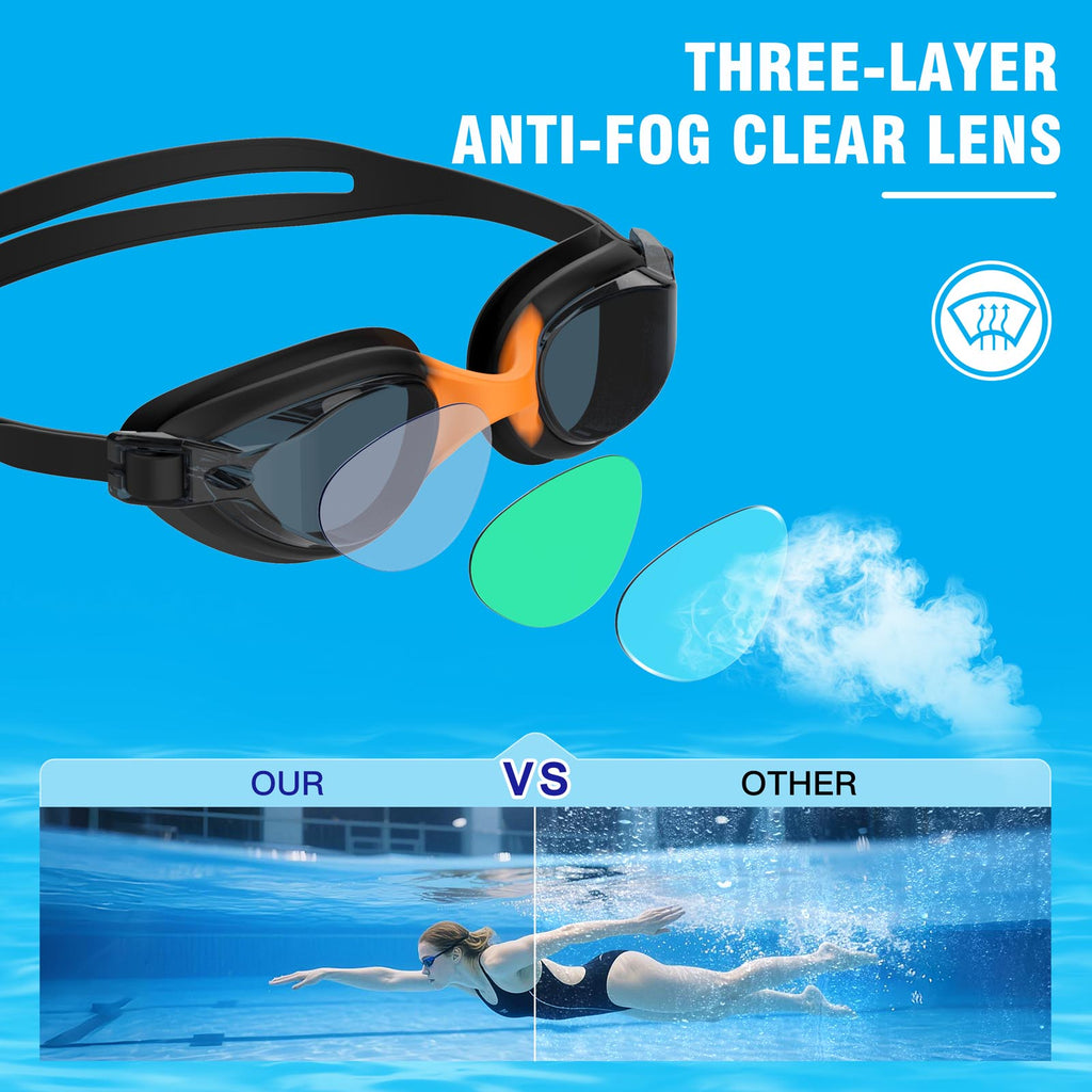 Ambienden Swimming Goggles Women/Men Anti-Fog Adjustable Wide-Angle
