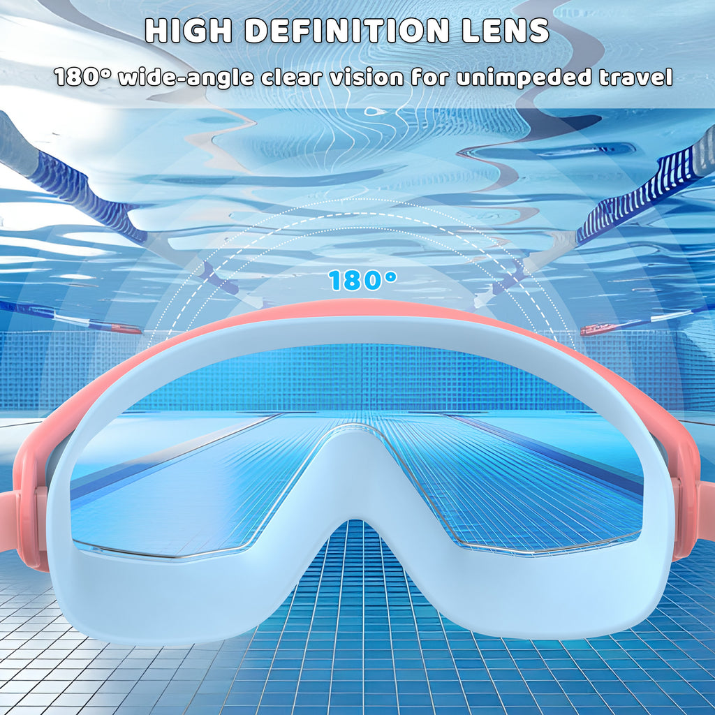 Ambienden Children's Diving Goggles, Anti-Fog UV Protection, Wide Angle Vision, 1-Click Adjustment, Silicone Seal, Unisex Swimming Goggles Children 3-12 Years