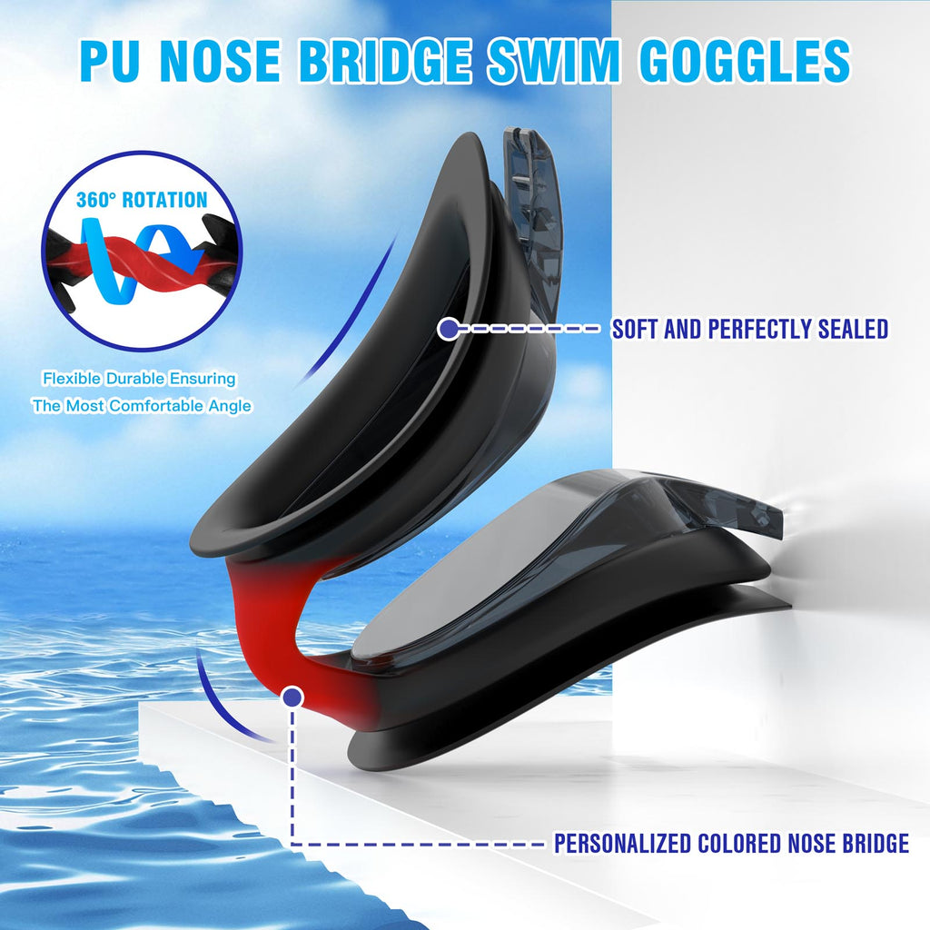 Ambienden Swimming Goggles Women/Men Anti-Fog Adjustable Wide-Angle
