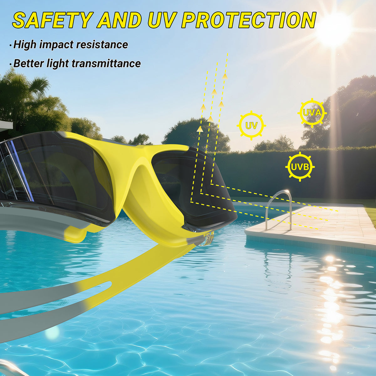 Ambienden Adult Swimming Pool Goggles, Anti-Fog Waterproof HD UV Protection Lenses