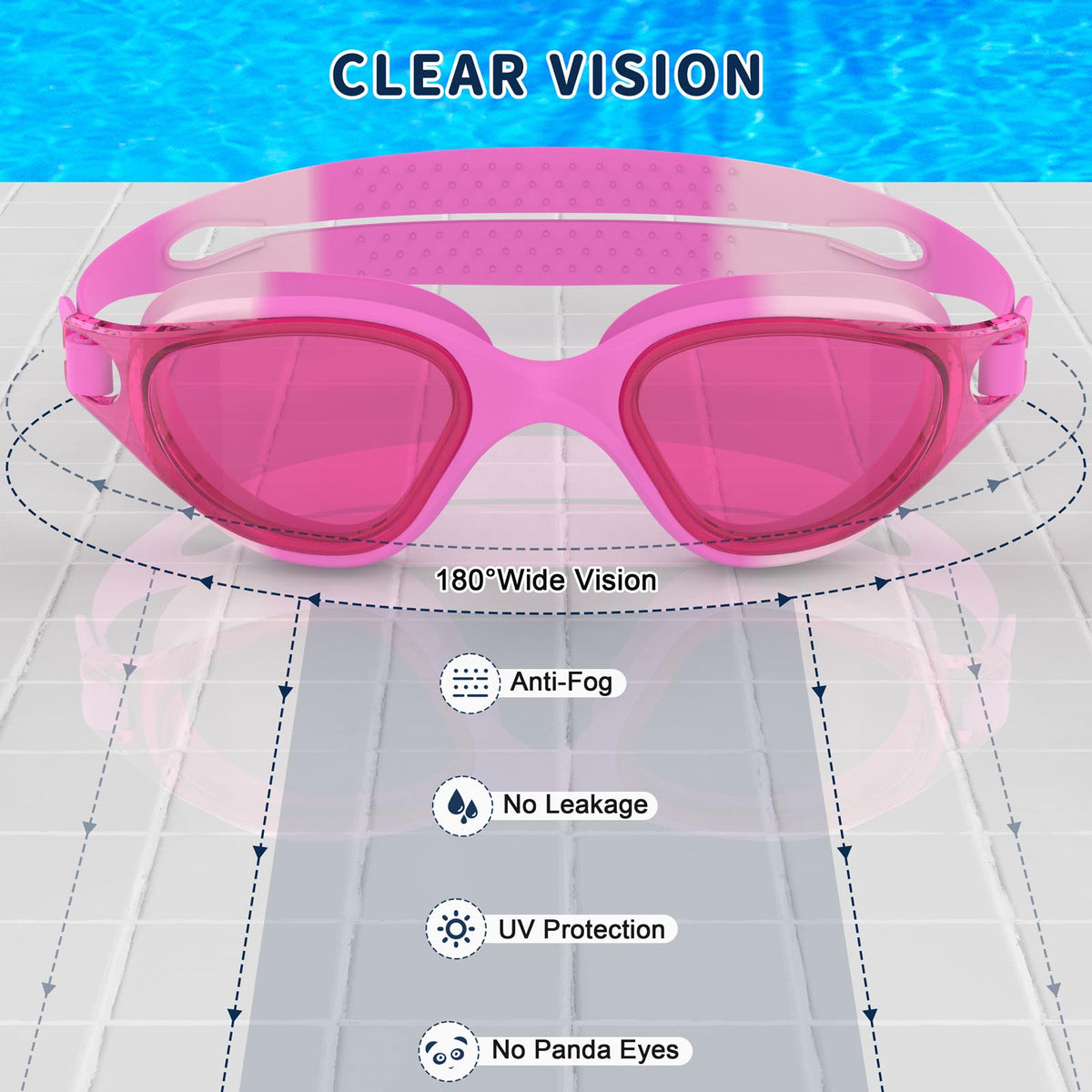 Ambienden Swimming Goggles Children 3-14 Years Anti-Fog 180° HD