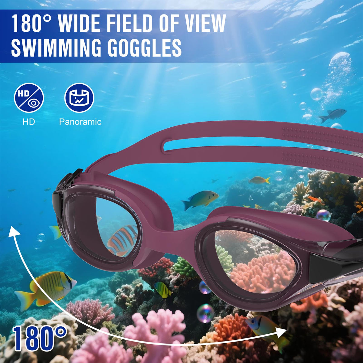 Ambienden Swimming Goggles Women/Men Anti-Fog Comfort Fit Waterproof