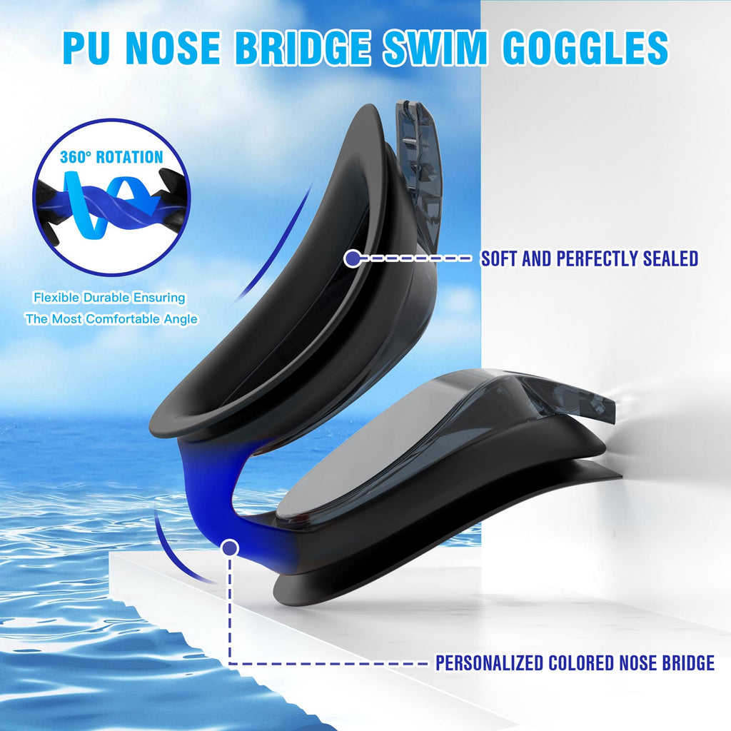 Ambienden Swimming Goggles Women/Men Anti-Fog Adjustable Wide-Angle