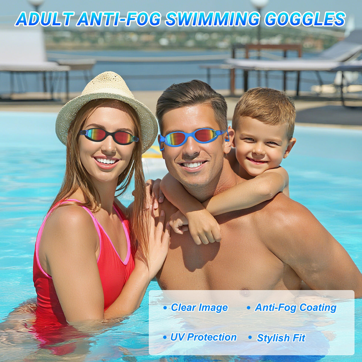 Ambienden Polarising Swimming Goggles for Men and Women, Professional Diving Goggles, Galvanised Lens, UV Protection, Anti-Fog, Tight Swimming Goggles for Adults and Teenagers
