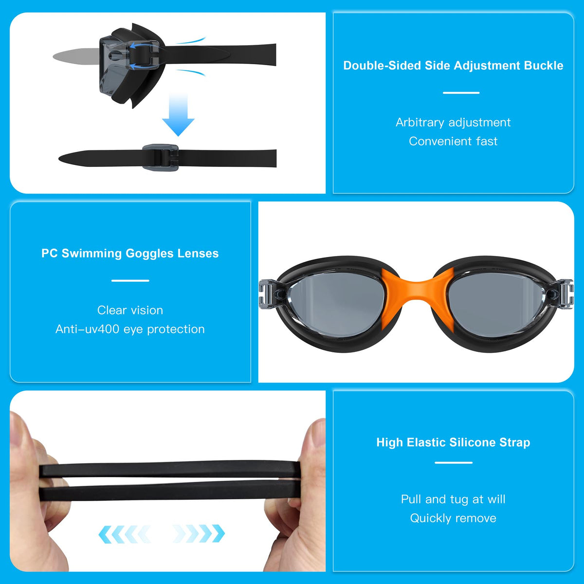 Ambienden Swimming Goggles Women/Men Anti-Fog Adjustable Wide-Angle