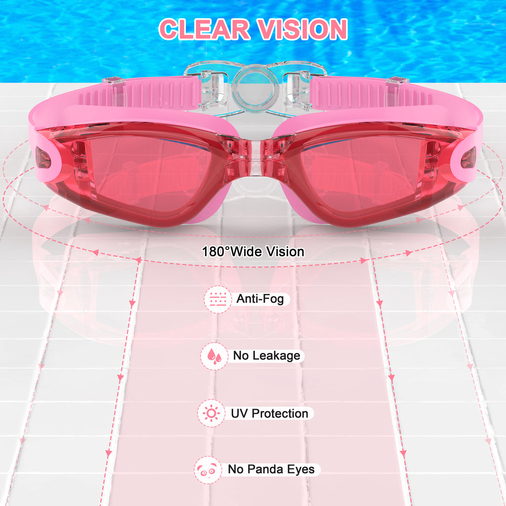 Ambienden Adult Swimming Pool Goggles, Anti-Fog Waterproof White UV Protection