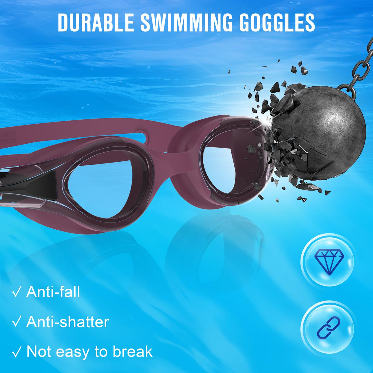 Ambienden Swimming Goggles Women/Men Anti-Fog Comfort Fit Waterproof