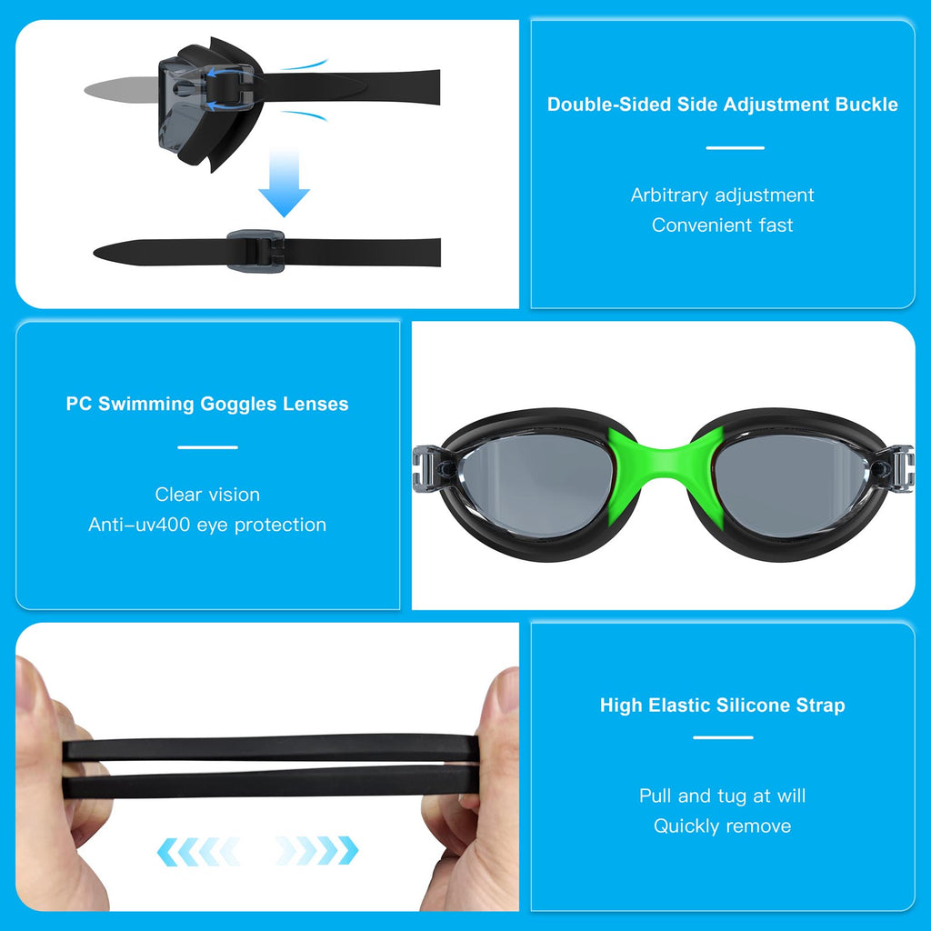 Ambienden Swimming Goggles Women/Men Anti-Fog Adjustable Wide-Angle