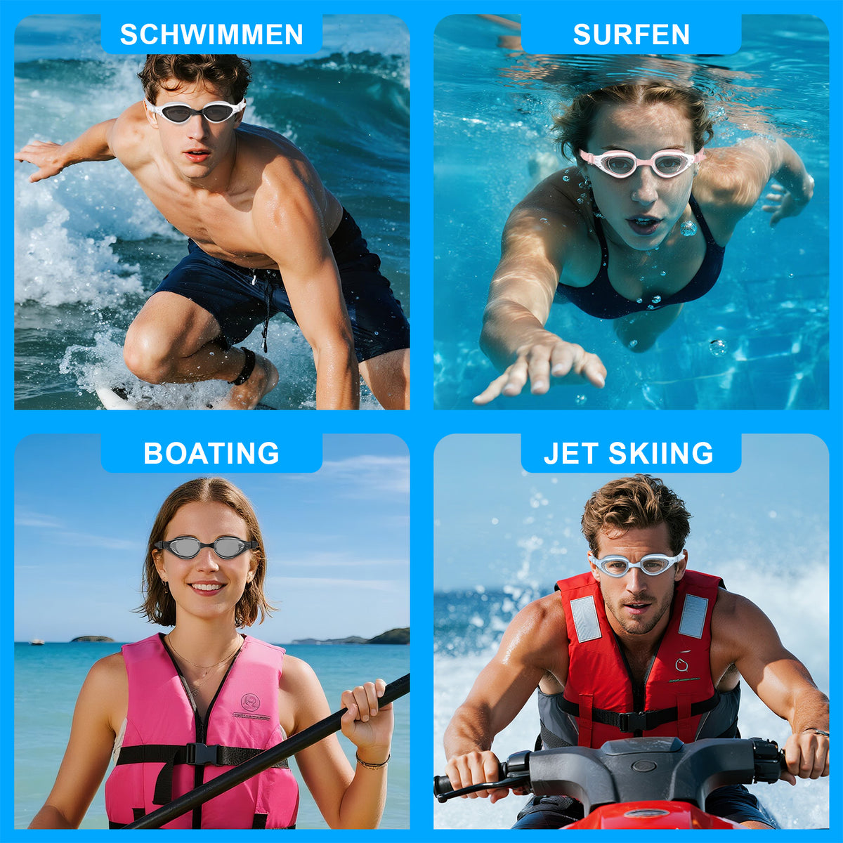 Ambienden Swimming Goggles Women/Men Anti-Fog Self-Adjustment Silicone