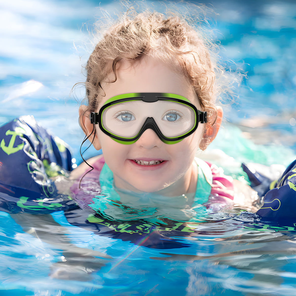 Ambienden 2Pcs Set Swimming Goggles Kids 3-14 Years Anti-Fog