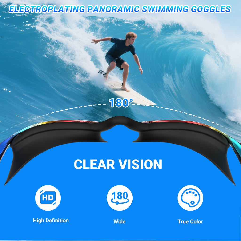 Ambienden Polarising Swimming Goggles for Men and Women, Professional Diving Goggles, Galvanised Lens, UV Protection, Anti-Fog, Tight Swimming Goggles for Adults and Teenagers