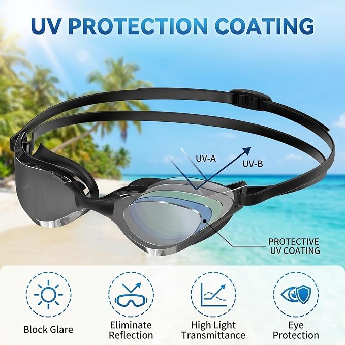 Ambienden Adult Waterproof Anti-Fog UV Protection Diving Goggles