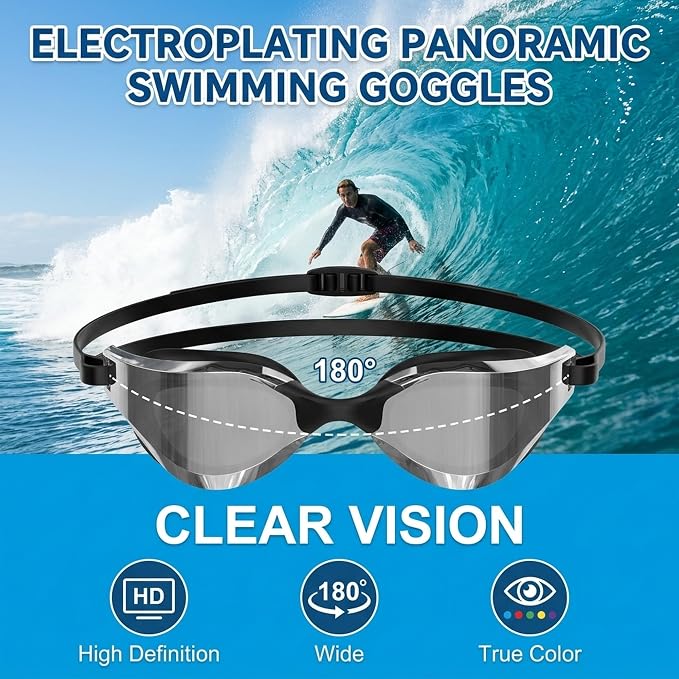Ambienden Adult Waterproof Anti-Fog UV Protection Diving Goggles