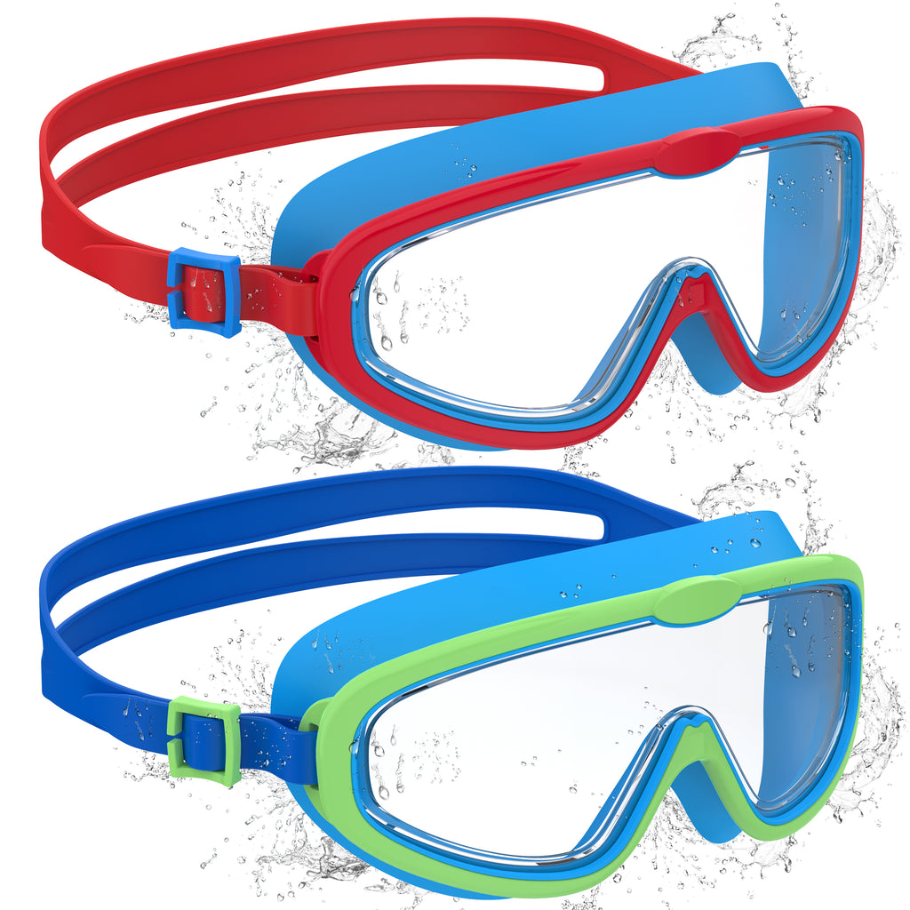 Ambienden 2Pcs Set Swimming Goggles Kids 3-14 Years Anti-Fog