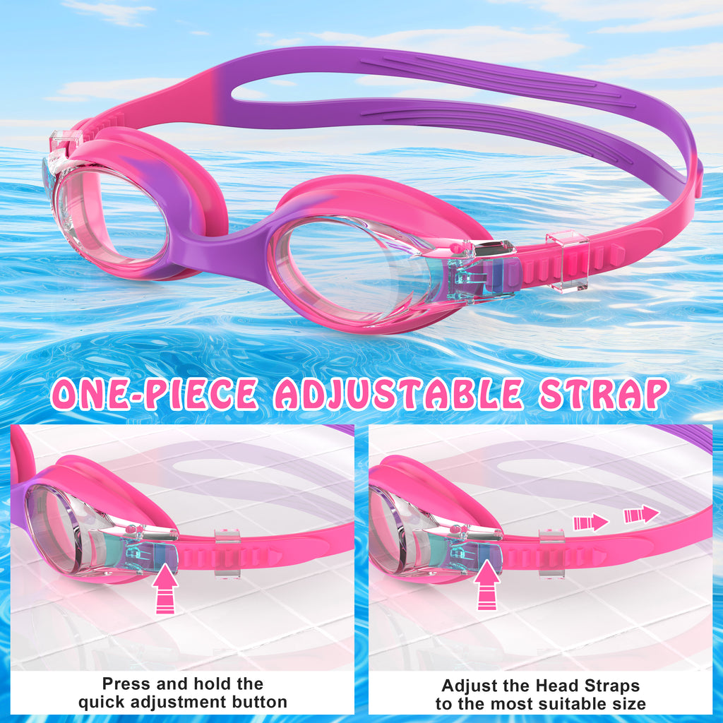 Ambienden Children's Diving Goggles, High Definition Anti-Fog, UV Protection, Children's Swimming Goggles with Quick Adjust Strap, Silicone Seal, Unisex with Small Frame, Swimming Goggles Children 3-14 Years
