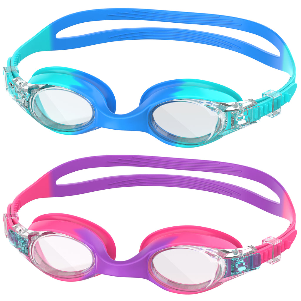 Ambienden Children's Diving Goggles, High Definition Anti-Fog, UV Protection, Children's Swimming Goggles with Quick Adjust Strap, Silicone Seal, Unisex with Small Frame, Swimming Goggles Children 3-14 Years