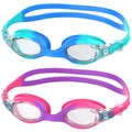 Ambienden Children's Diving Goggles, High Definition Anti-Fog, UV Protection, Children's Swimming Goggles with Quick Adjust Strap, Silicone Seal, Unisex with Small Frame, Swimming Goggles Children 3-14 Years