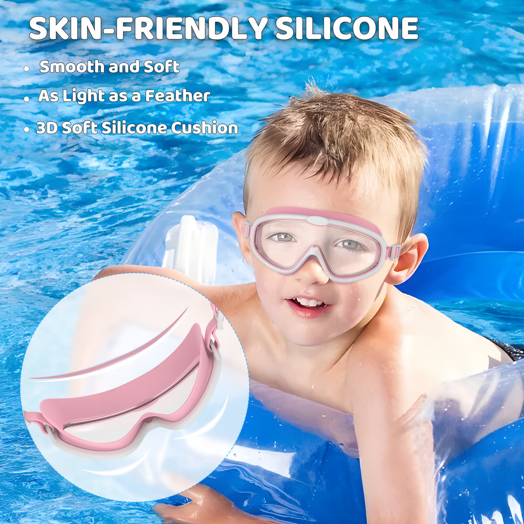 Ambienden 2Pcs Set Swimming Goggles Kids 3-14 Years Anti-Fog