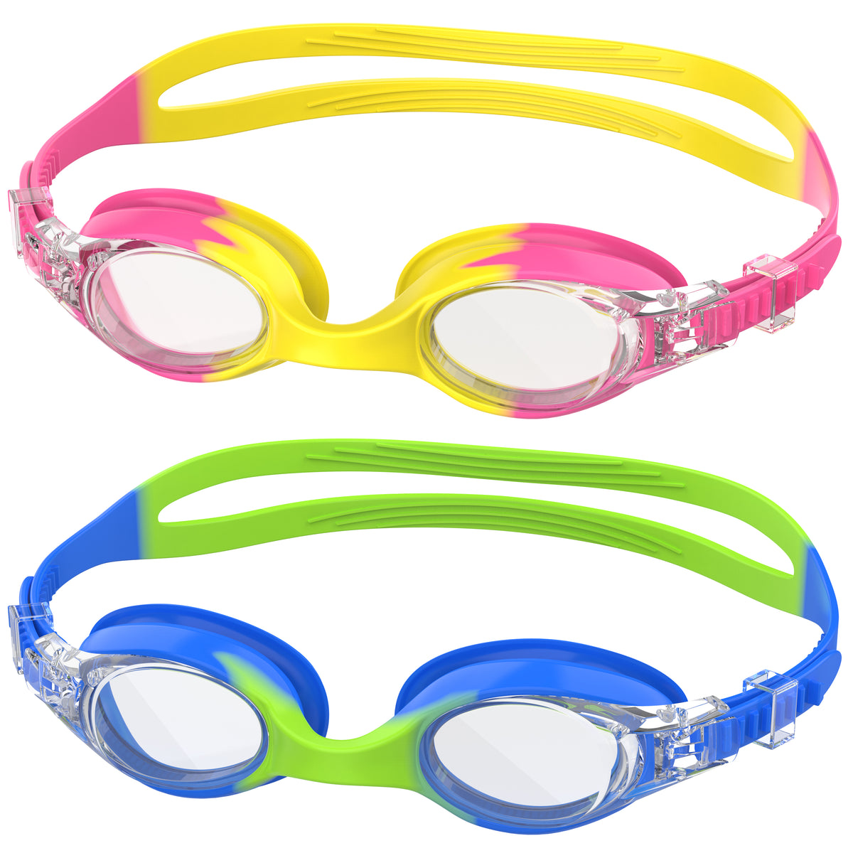 Ambienden Children's Diving Goggles, High Definition Anti-Fog, UV Protection, Children's Swimming Goggles with Quick Adjust Strap, Silicone Seal, Unisex with Small Frame, Swimming Goggles Children 3-14 Years