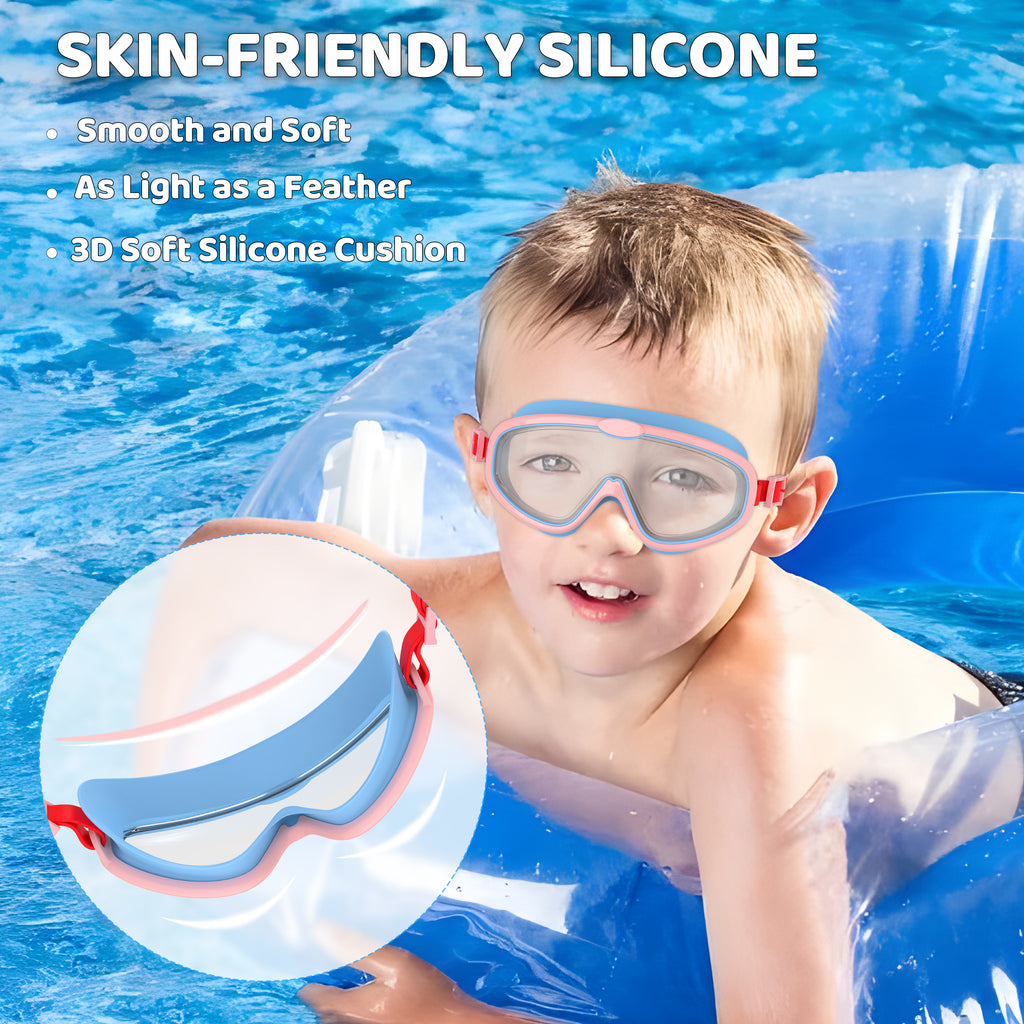 Ambienden 2Pcs Set Swimming Goggles Kids 3-14 Years Anti-Fog