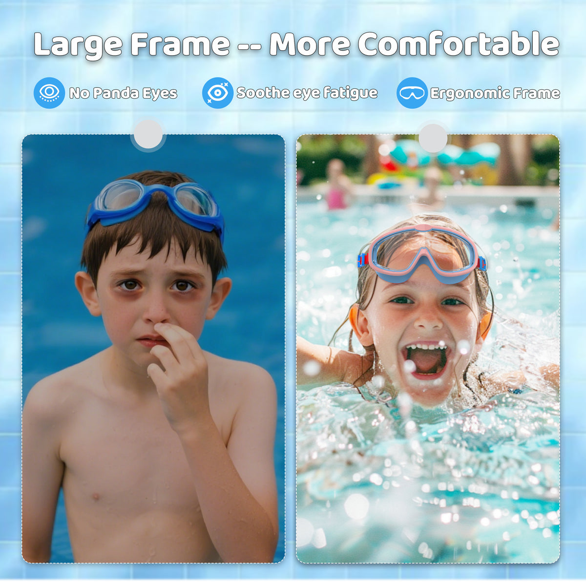 Ambienden 2Pcs Set Swimming Goggles Kids 3-14 Years Anti-Fog
